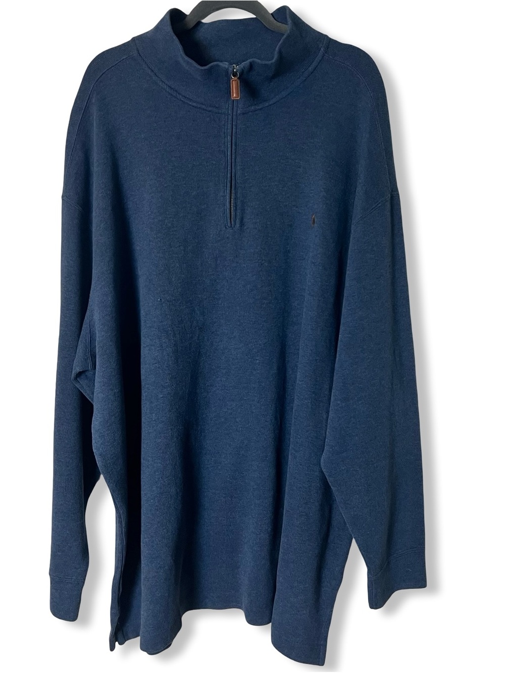 Polo Ralph Lauren Men's Quarter Zip Mock Neck Sweater Blue Big Tall Sz. 4XB